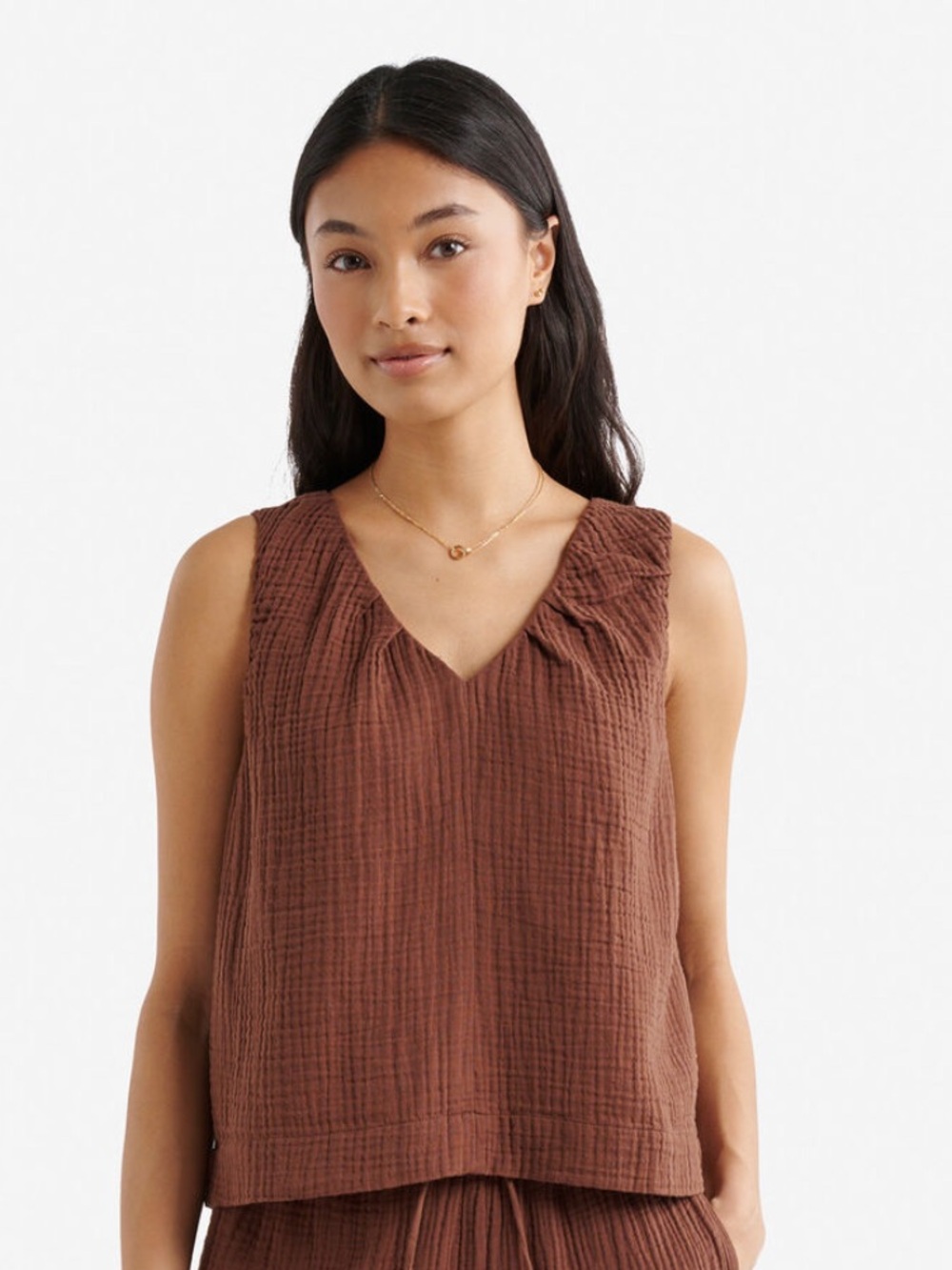 Roots Isla Cotton Gauze Gathered Tank